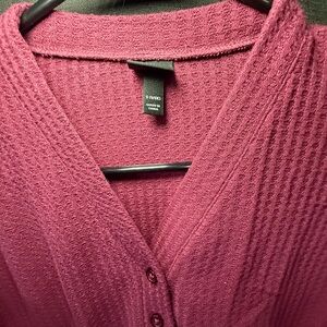 art class Raspberry Waffle-Knit Cardigan